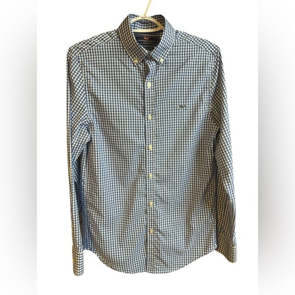 Vineyard Vines Other - Vineyard Vines Boys Long Sleeve Slim Fit Button Down Blue Gingham Dress Shirt XS